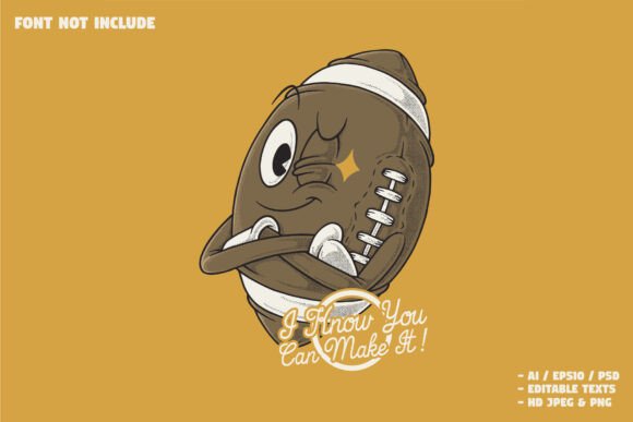 Cartoon Winking American Football Ball: A Dynamic Mascot for Brand Identity