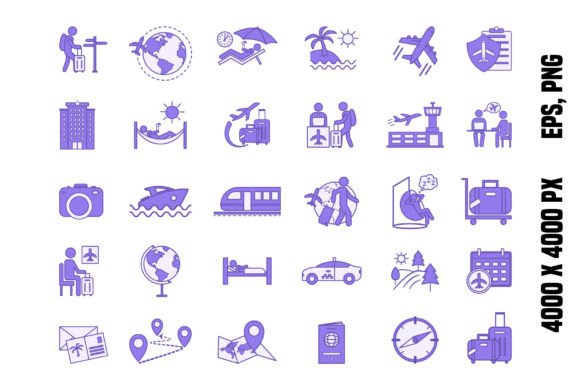 Colored Set of Travel Icons for Web Design: A Practical Resource for Designers