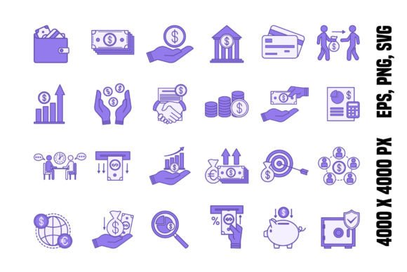 Enhance Your Financial Web Design with a Colored Set of Finance Icons