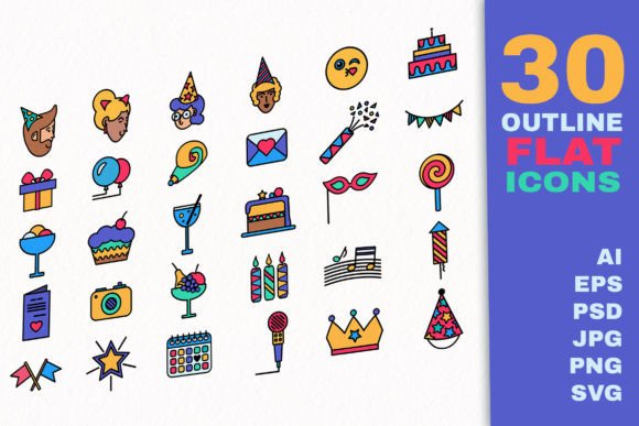 Flat Line Party Icons: A Practical Review for Designers