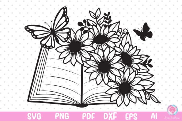 Flower Book Svg. Wildflower Book Svg.