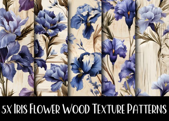 Iris Flower Wood Texture Patterns: Blending Nature's Elegance with Rustic Charm