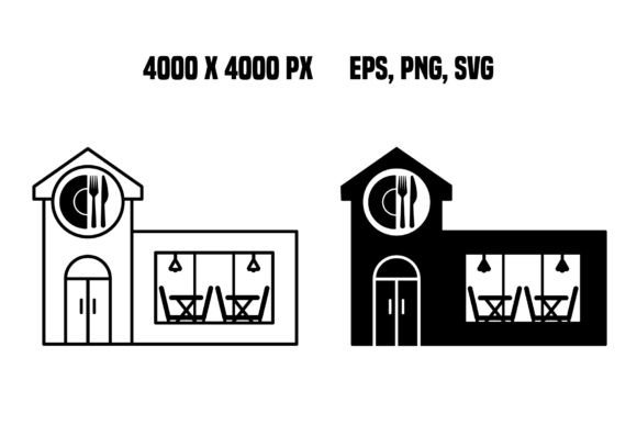 Restaurant Building Icons for Modern Design