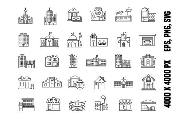 Set of Buildings Icons for Modern Design